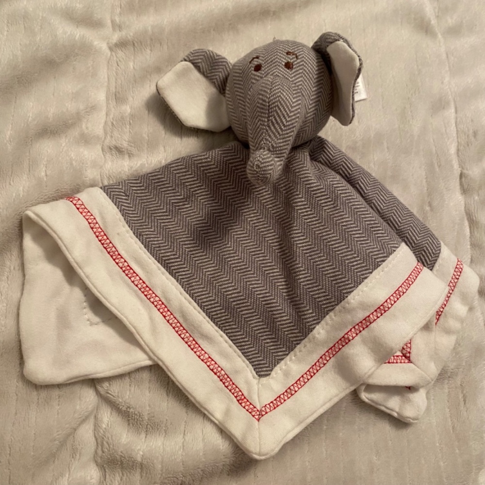Juddlies Elephant Grey White Plush Baby Security Blanket Lovey